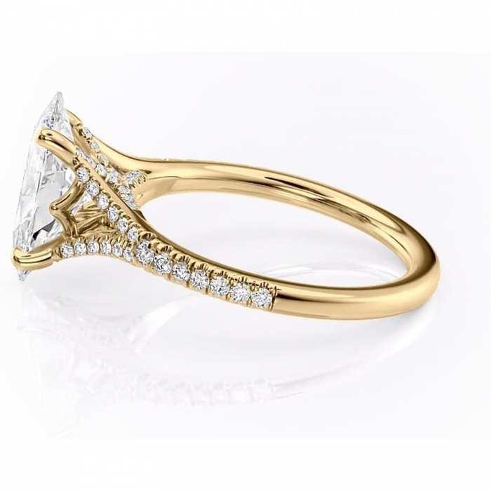 Inel de logodnă Skye din aur Galben 14kt cu moissanite tăietură marquise – Montură pavé rafinată pentru profil înalt | Personalizează și configurează gratuit online [6]
