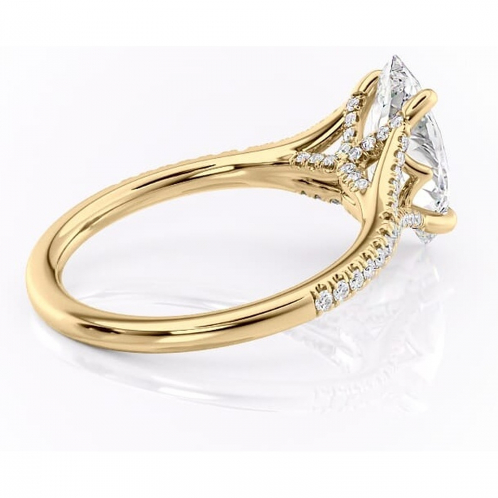Inel de logodnă Skye din aur Galben 14kt cu moissanite tăietură marquise – Montură pavé rafinată pentru profil înalt | Personalizează și configurează gratuit online [3]