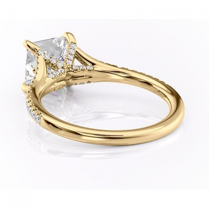 Inel de logodnă Skye din aur Galben 14kt cu moissanite tăietură princess – Montură pavé rafinată pentru profil înalt | Personalizează și configurează gratuit online [4]