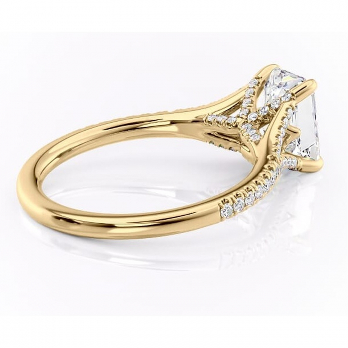 Inel de logodnă Skye din aur Galben 18kt cu moissanite tăietură radiantă – Montură pavé rafinată pentru profil înalt | Personalizează și configurează gratuit online [3]