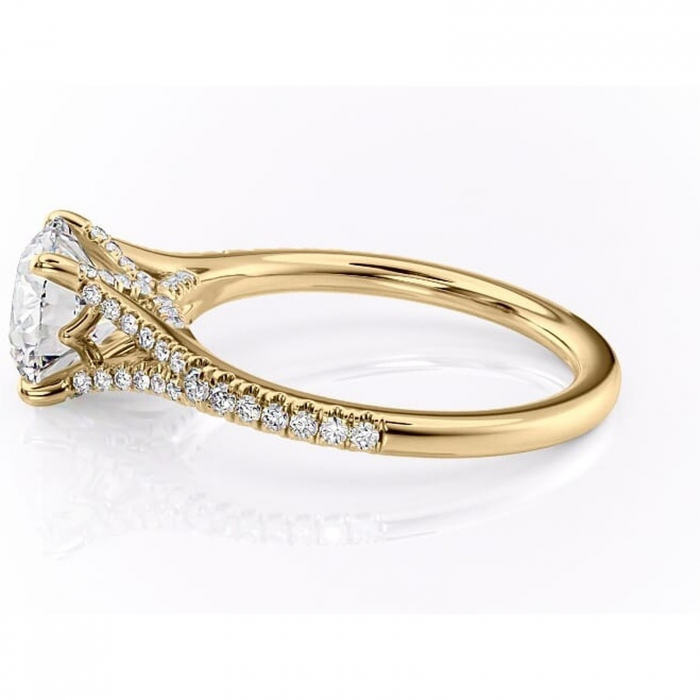 Inel de logodnă Skye din aur Galben 14kt cu moissanite tăietură rotundă – Montură pavé rafinată pentru profil înalt | Personalizează și configurează gratuit online [6]