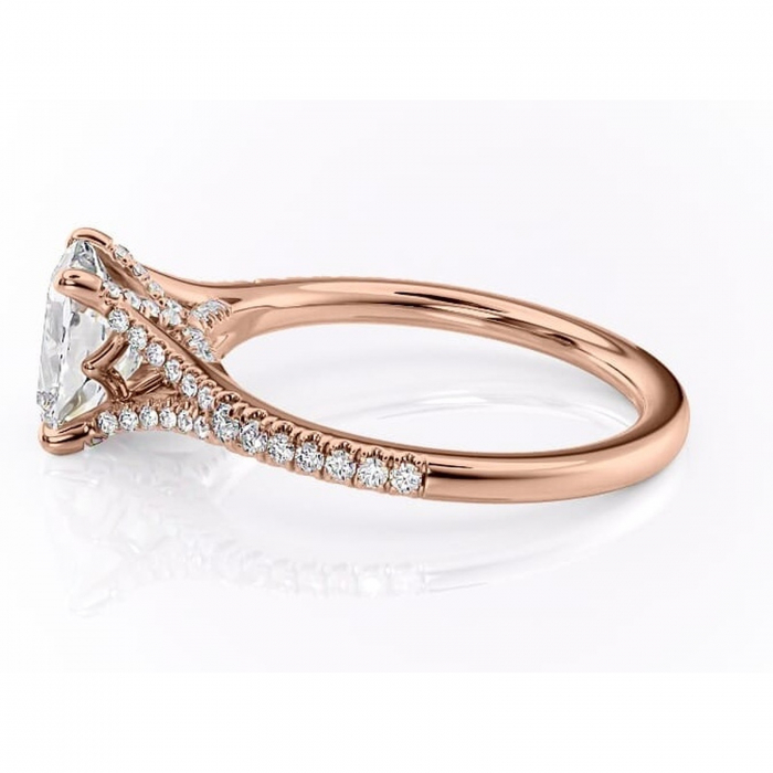 Inel de logodnă Skye din aur Rose 14kt cu moissanite tăietură asscher – Montură pavé rafinată pentru profil înalt | Personalizează și configurează gratuit online [6]