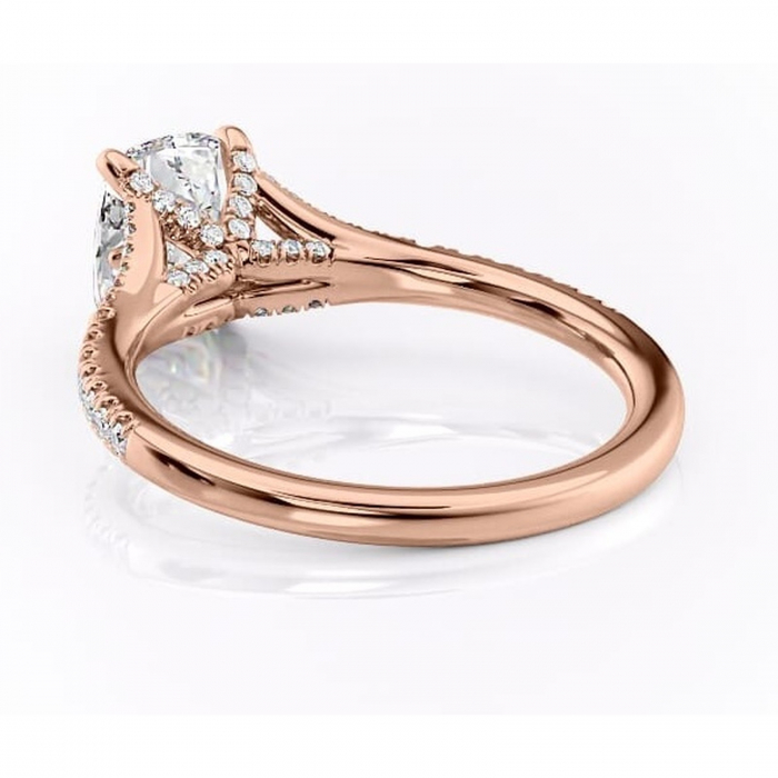 Inel de logodnă Skye din aur Rose 14kt cu moissanite tăietură asscher – Montură pavé rafinată pentru profil înalt | Personalizează și configurează gratuit online [4]