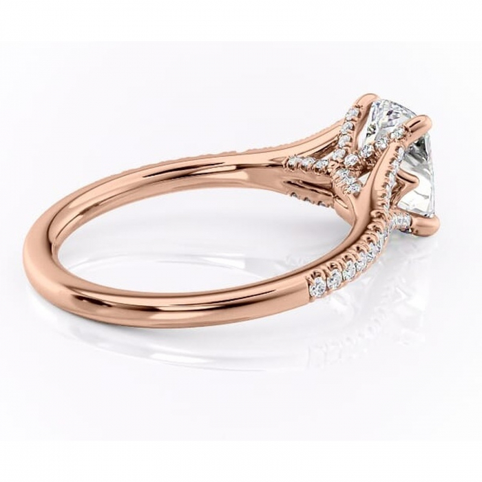 Inel de logodnă Skye din aur Rose 14kt cu moissanite tăietură asscher – Montură pavé rafinată pentru profil înalt | Personalizează și configurează gratuit online [3]