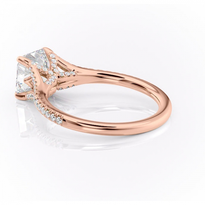 Inel de logodnă Skye din aur Rose 14kt cu moissanite tăietură asscher – Montură pavé rafinată pentru profil înalt | Personalizează și configurează gratuit online [5]