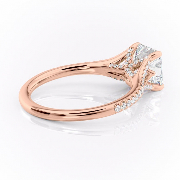 Inel de logodnă Skye din aur Rose 14kt cu moissanite tăietură asscher – Montură pavé rafinată pentru profil înalt | Personalizează și configurează gratuit online [3]