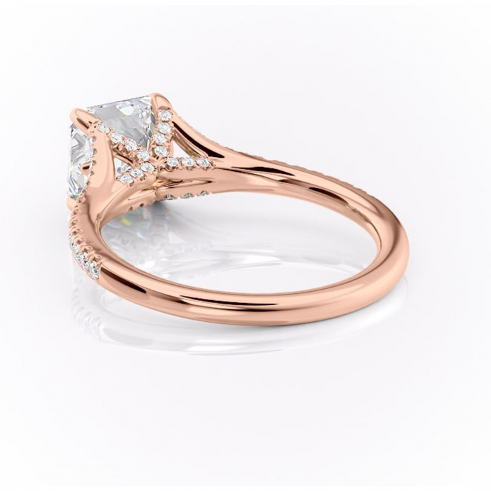 Inel de logodnă Skye din aur Rose 14kt cu moissanite tăietură asscher – Montură pavé rafinată pentru profil înalt | Personalizează și configurează gratuit online [4]