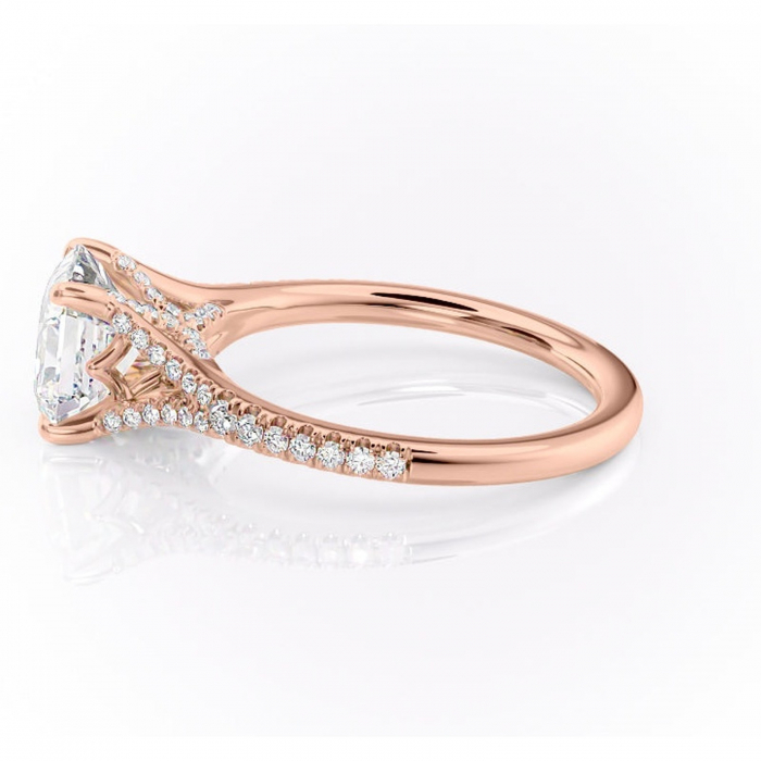 Inel de logodnă Skye din aur Rose 14kt cu moissanite tăietură asscher – Montură pavé rafinată pentru profil înalt | Personalizează și configurează gratuit online [6]