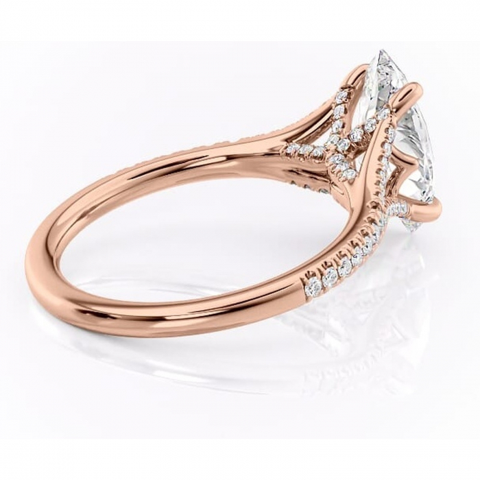 Inel de logodnă Skye din aur Rose 14kt cu moissanite tăietură marquise – Montură pavé rafinată pentru profil înalt | Personalizează și configurează gratuit online [3]