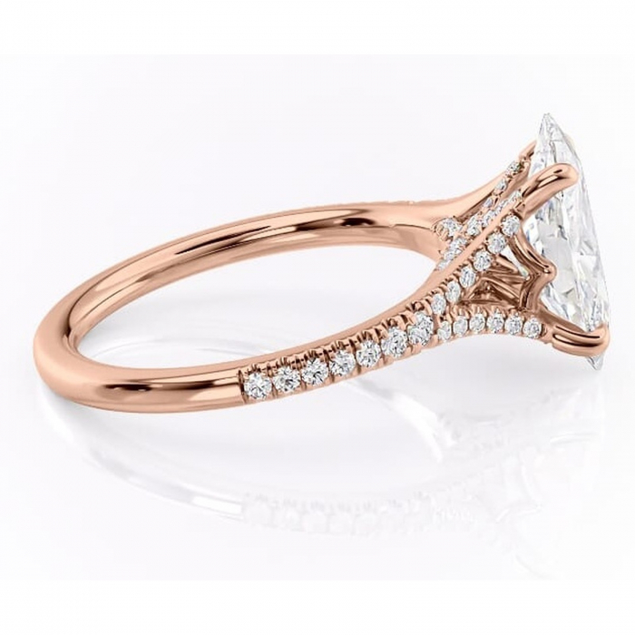 Inel de logodnă Skye din aur Rose 14kt cu moissanite tăietură marquise – Montură pavé rafinată pentru profil înalt | Personalizează și configurează gratuit online [2]
