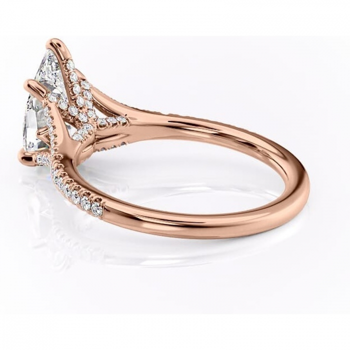 Inel de logodnă Skye din aur Rose 18kt cu moissanite tăietură pară – Montură pavé rafinată pentru profil înalt | Personalizează și configurează gratuit online [5]