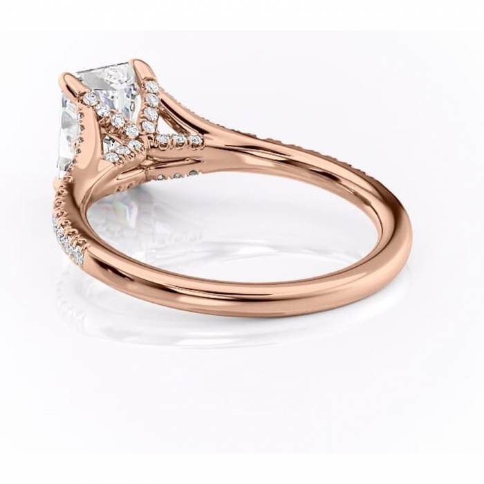 Inel de logodnă Skye din aur Rose 14kt cu moissanite tăietură radiantă – Montură pavé rafinată pentru profil înalt | Personalizează și configurează gratuit online [4]