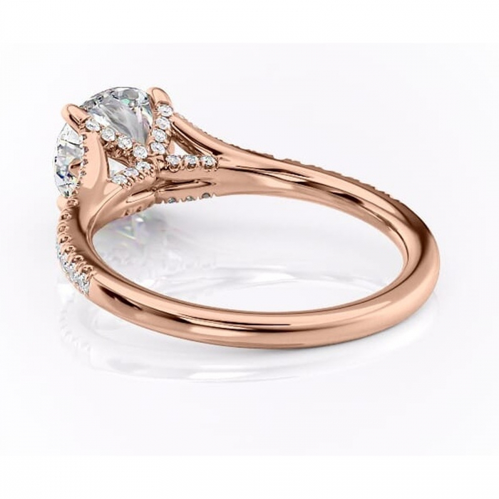Inel de logodnă Skye din aur Rose 14kt cu moissanite tăietură rotundă – Montură pavé rafinată pentru profil înalt | Personalizează și configurează gratuit online [4]