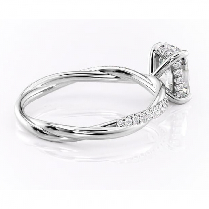 Inel de logodnă Sorrel din aur Alb 14kt cu moissanite tăietură pernă – Montură pavé rafinată pentru profil înalt | Personalizează și configurează gratuit online [3]