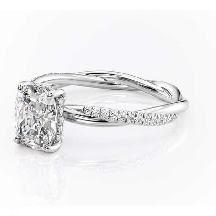 Inel de logodnă Sorrel din aur Alb 14kt cu moissanite tăietură pernă – Montură pavé rafinată pentru profil înalt | Personalizează și configurează gratuit online [7]