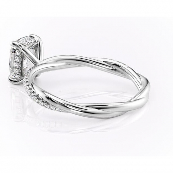 Inel de logodnă Sorrel din aur Alb 14kt cu moissanite tăietură pernă – Montură pavé rafinată pentru profil înalt | Personalizează și configurează gratuit online [5]