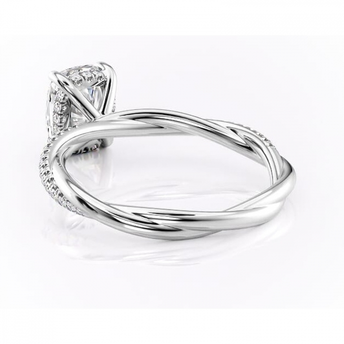 Inel de logodnă Sorrel din aur Alb 14kt cu moissanite tăietură pernă – Montură pavé rafinată pentru profil înalt | Personalizează și configurează gratuit online [4]