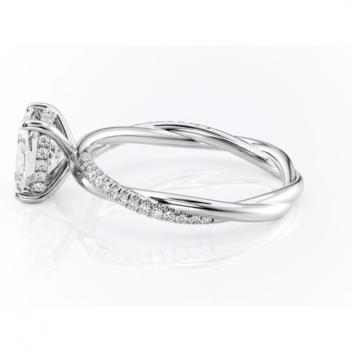 Inel de logodnă Sorrel din aur Alb 14kt cu moissanite tăietură pernă – Montură pavé rafinată pentru profil înalt | Personalizează și configurează gratuit online [6]