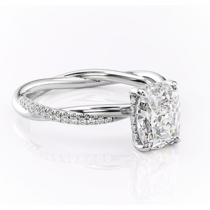 Inel de logodnă Sorrel din aur Alb 14kt cu moissanite tăietură pernă – Montură pavé rafinată pentru profil înalt | Personalizează și configurează gratuit online [1]