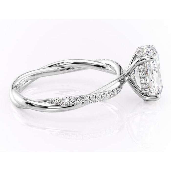 Inel de logodnă Sorrel din aur Alb 14kt cu moissanite tăietură ovală – Montură pavé rafinată pentru profil înalt | Personalizează și configurează gratuit online [2]