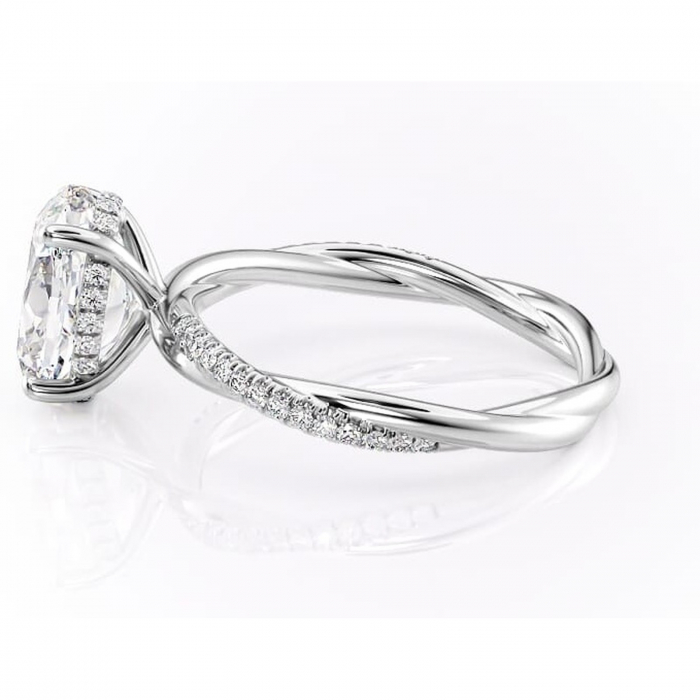 Inel de logodnă Sorrel din aur Alb 14kt cu moissanite tăietură ovală – Montură pavé rafinată pentru profil înalt | Personalizează și configurează gratuit online [6]