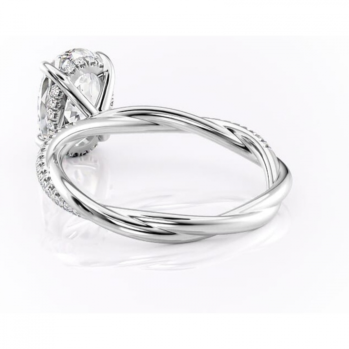 Inel de logodnă Sorrel din aur Alb 14kt cu moissanite tăietură ovală – Montură pavé rafinată pentru profil înalt | Personalizează și configurează gratuit online [4]