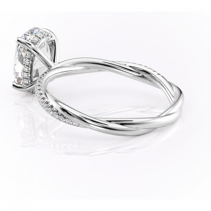 Inel de logodnă Sorrel din aur Alb 14kt cu moissanite tăietură ovală – Montură pavé rafinată pentru profil înalt | Personalizează și configurează gratuit online [5]