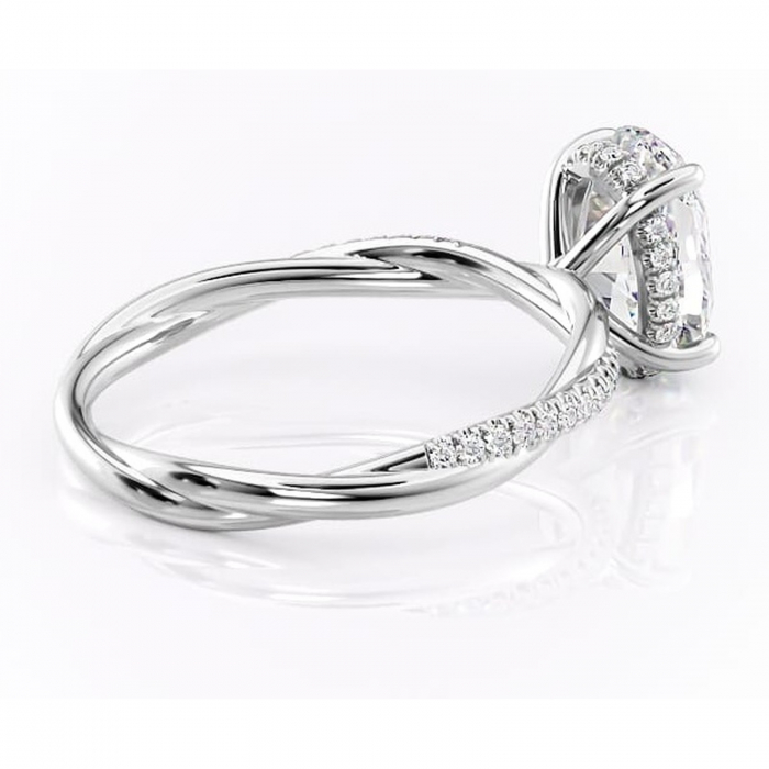 Inel de logodnă Sorrel din aur Alb 14kt cu moissanite tăietură ovală – Montură pavé rafinată pentru profil înalt | Personalizează și configurează gratuit online [3]