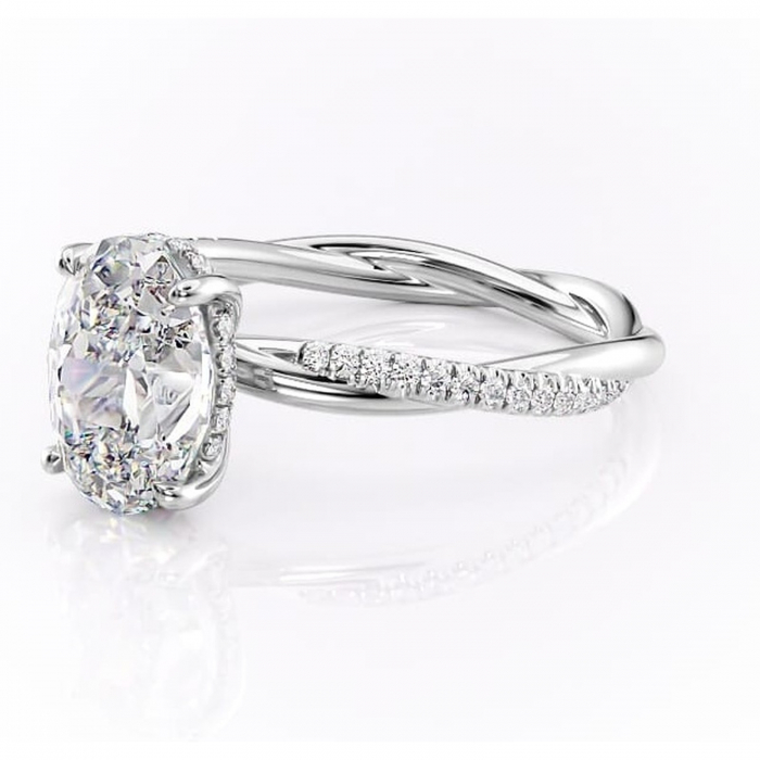 Inel de logodnă Sorrel din aur Alb 14kt cu moissanite tăietură ovală – Montură pavé rafinată pentru profil înalt | Personalizează și configurează gratuit online [7]