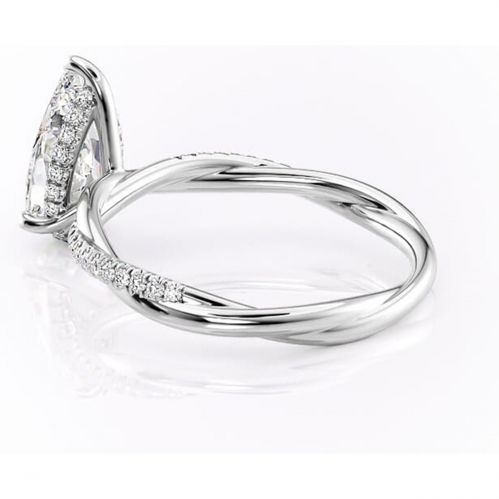 Inel de logodnă Sorrel din aur Alb 18kt cu moissanite tăietură pară – Montură pavé rafinată pentru profil înalt | Personalizează și configurează gratuit online [5]