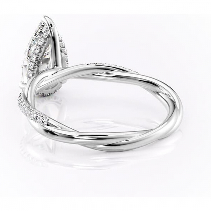 Inel de logodnă Sorrel din aur Alb 18kt cu moissanite tăietură pară – Montură pavé rafinată pentru profil înalt | Personalizează și configurează gratuit online [4]