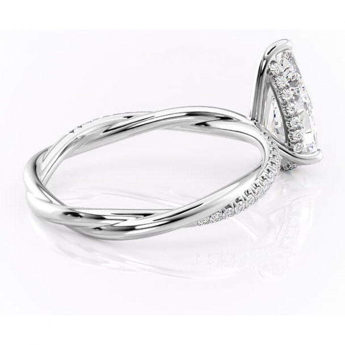 Inel de logodnă Sorrel din aur Alb 18kt cu moissanite tăietură pară – Montură pavé rafinată pentru profil înalt | Personalizează și configurează gratuit online [3]