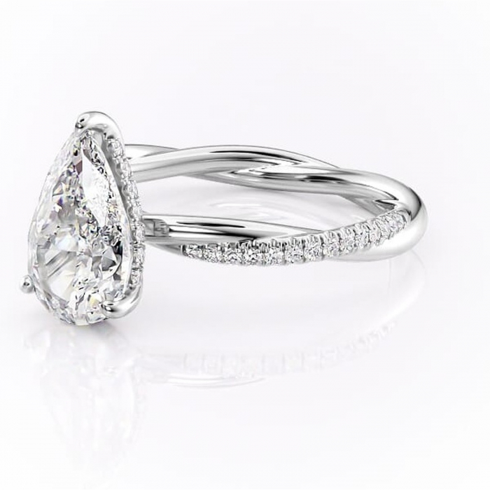 Inel de logodnă Sorrel din aur Alb 18kt cu moissanite tăietură pară – Montură pavé rafinată pentru profil înalt | Personalizează și configurează gratuit online [7]