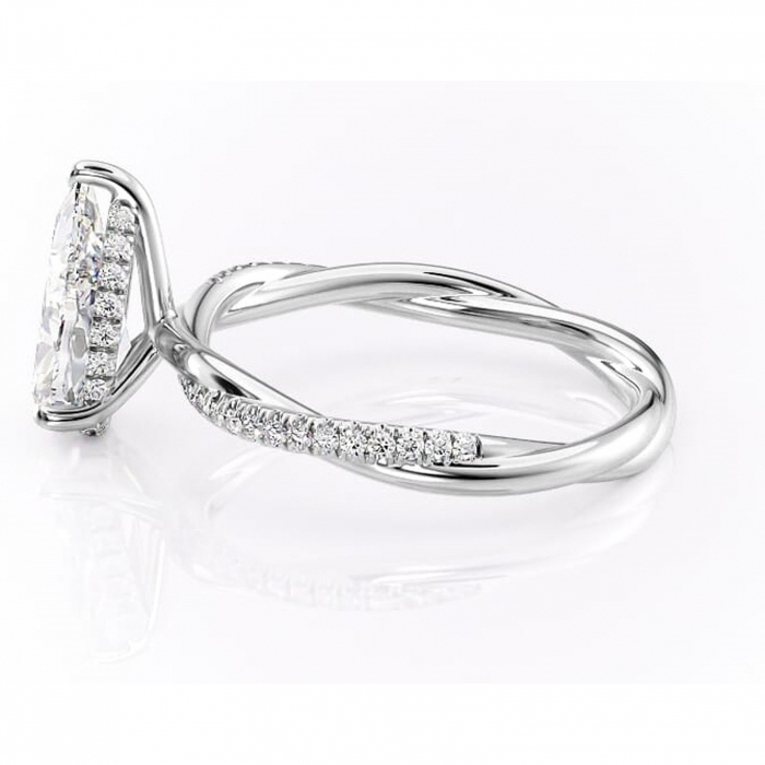 Inel de logodnă Sorrel din aur Alb 18kt cu moissanite tăietură pară – Montură pavé rafinată pentru profil înalt | Personalizează și configurează gratuit online [6]