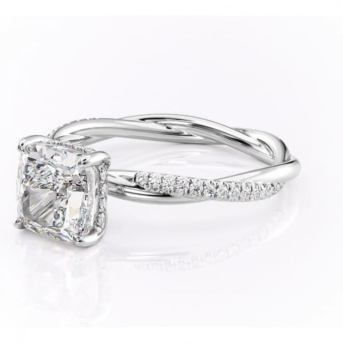 Inel de logodnă Sorrel din aur Alb 18kt cu moissanite tăietură pernă – Montură pavé rafinată pentru profil înalt | Personalizează și configurează gratuit online [7]