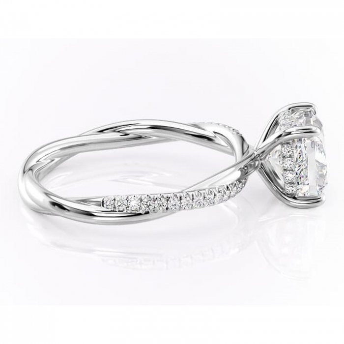 Inel de logodnă Sorrel din aur Alb 18kt cu moissanite tăietură pernă – Montură pavé rafinată pentru profil înalt | Personalizează și configurează gratuit online [2]