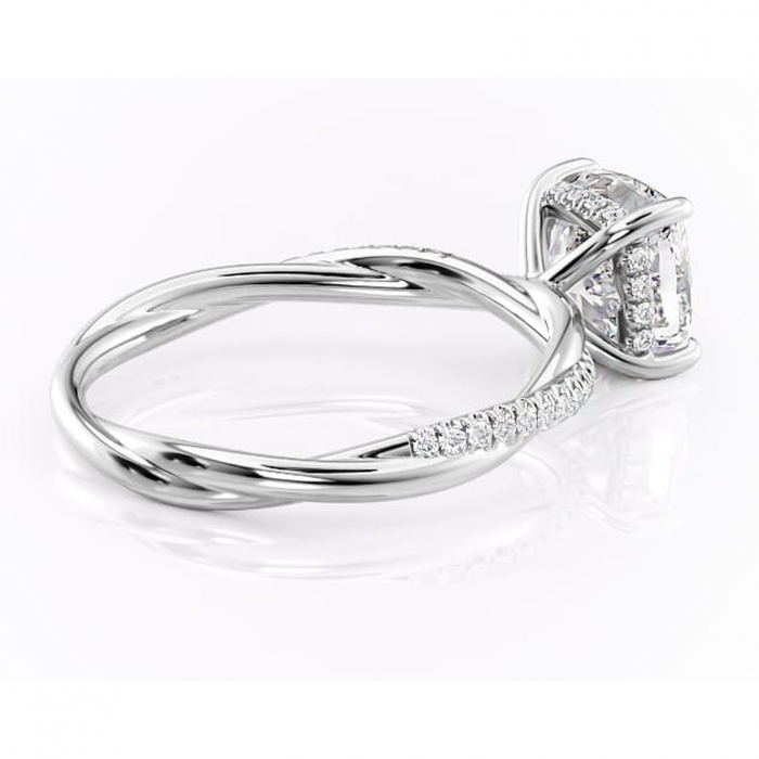 Inel de logodnă Sorrel din aur Alb 18kt cu moissanite tăietură pernă – Montură pavé rafinată pentru profil înalt | Personalizează și configurează gratuit online [3]