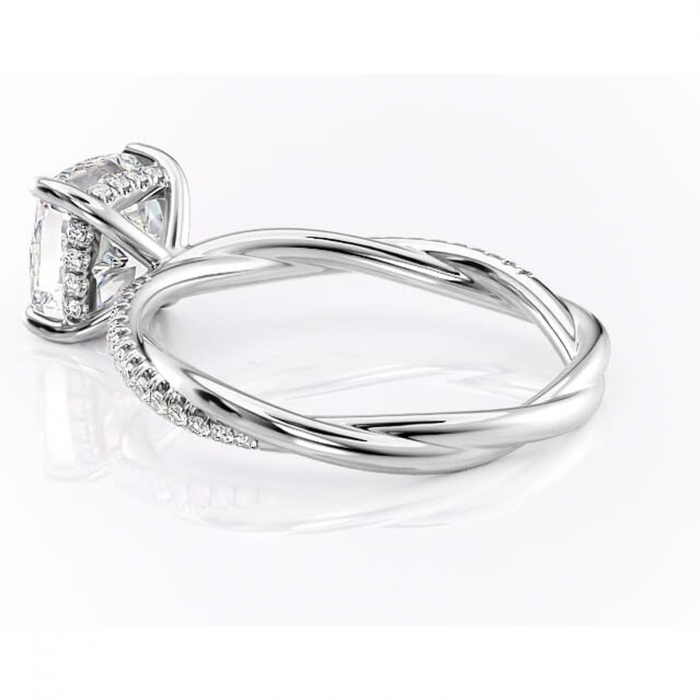 Inel de logodnă Sorrel din aur Alb 18kt cu moissanite tăietură pernă – Montură pavé rafinată pentru profil înalt | Personalizează și configurează gratuit online [5]