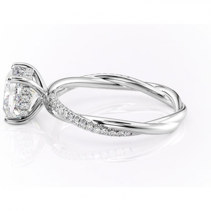 Inel de logodnă Sorrel din aur Alb 18kt cu moissanite tăietură pernă – Montură pavé rafinată pentru profil înalt | Personalizează și configurează gratuit online [6]