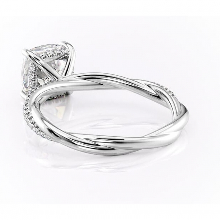 Inel de logodnă Sorrel din aur Alb 18kt cu moissanite tăietură pernă – Montură pavé rafinată pentru profil înalt | Personalizează și configurează gratuit online [4]