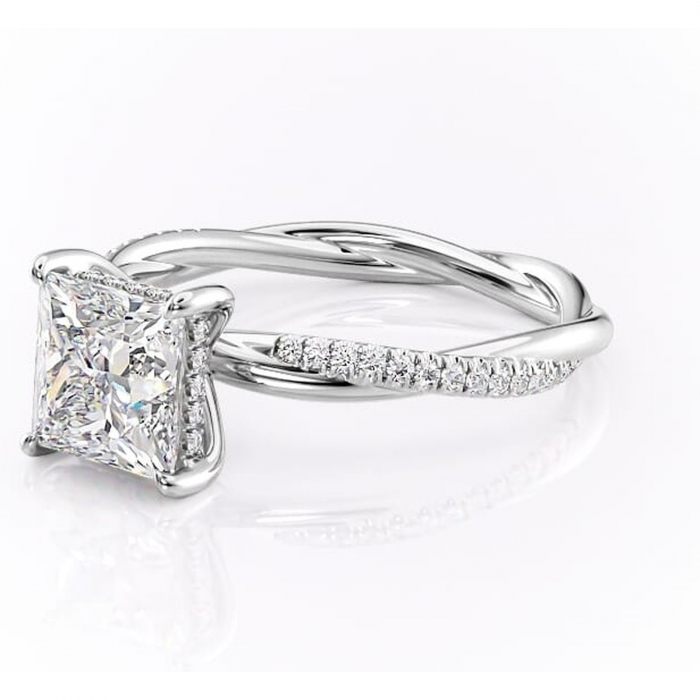 Inel de logodnă Sorrel din aur Alb 14kt cu moissanite tăietură princess – Montură pavé rafinată pentru profil înalt | Personalizează și configurează gratuit online [7]