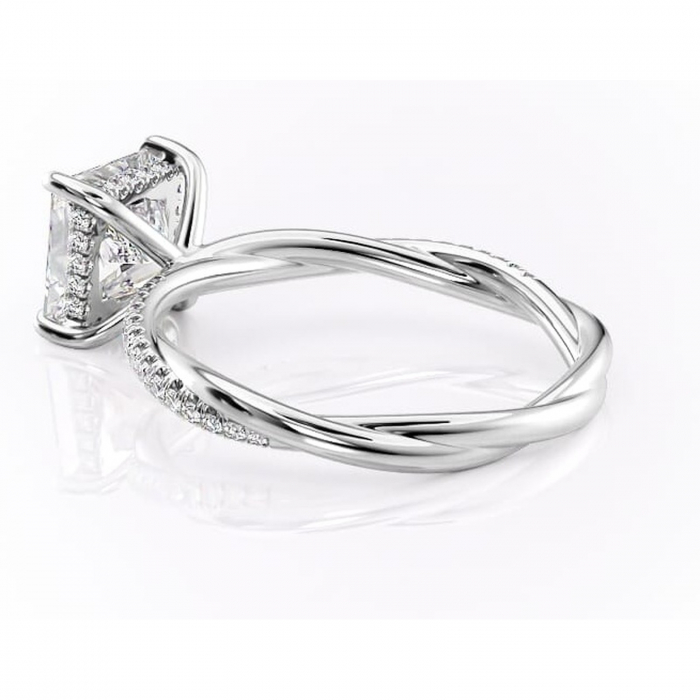 Inel de logodnă Sorrel din aur Alb 14kt cu moissanite tăietură princess – Montură pavé rafinată pentru profil înalt | Personalizează și configurează gratuit online [5]