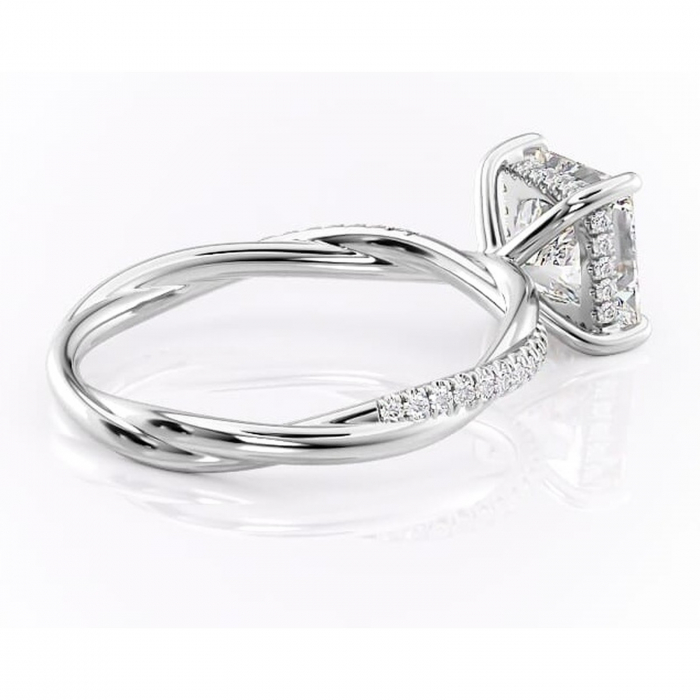 Inel de logodnă Sorrel din aur Alb 14kt cu moissanite tăietură princess – Montură pavé rafinată pentru profil înalt | Personalizează și configurează gratuit online [3]