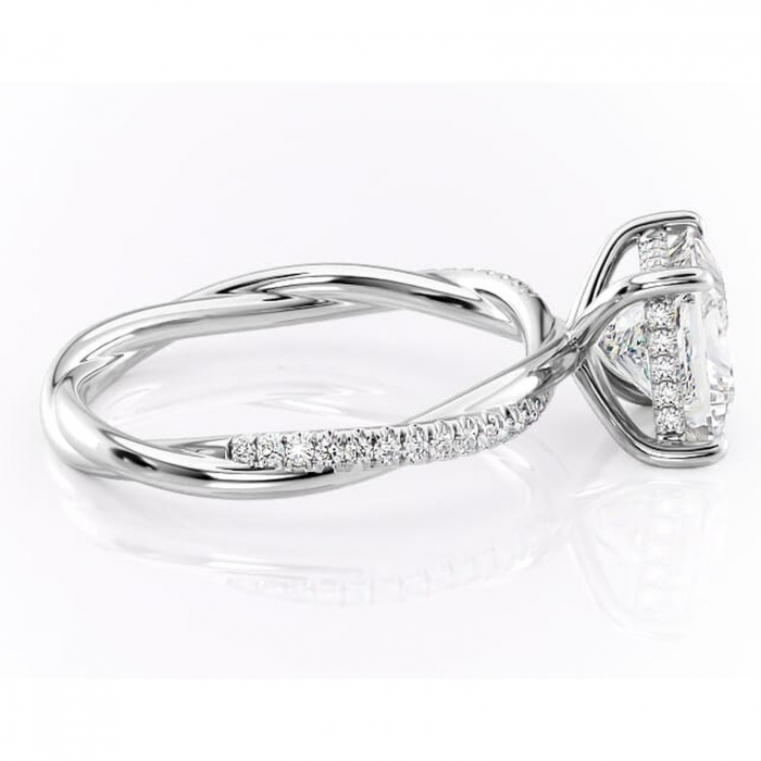 Inel de logodnă Sorrel din aur Alb 14kt cu moissanite tăietură princess – Montură pavé rafinată pentru profil înalt | Personalizează și configurează gratuit online [2]