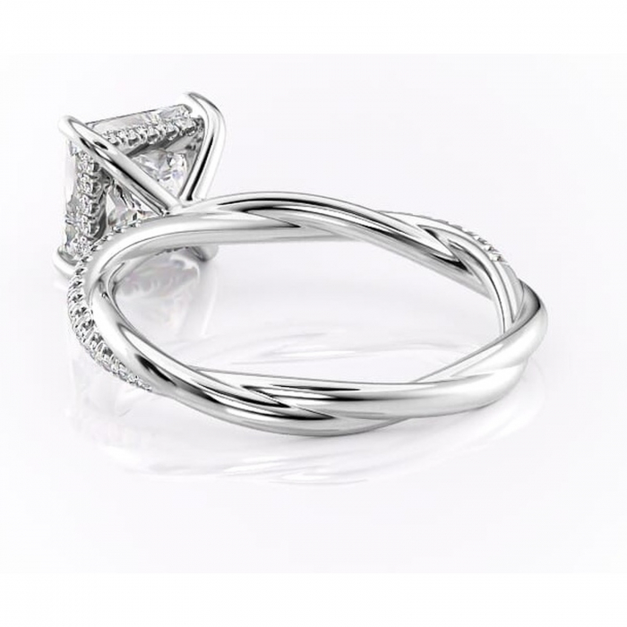 Inel de logodnă Sorrel din aur Alb 14kt cu moissanite tăietură princess – Montură pavé rafinată pentru profil înalt | Personalizează și configurează gratuit online [4]