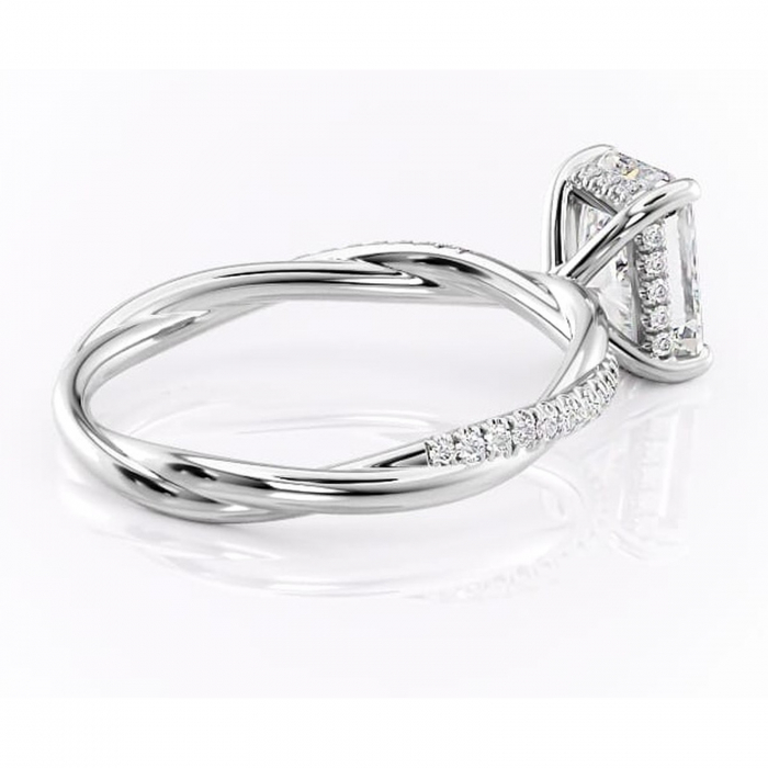 Inel de logodnă Sorrel din aur Alb 14kt cu moissanite tăietură radiantă – Montură pavé rafinată pentru profil înalt | Personalizează și configurează gratuit online [3]