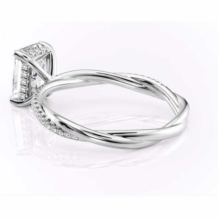 Inel de logodnă Sorrel din aur Alb 14kt cu moissanite tăietură radiantă – Montură pavé rafinată pentru profil înalt | Personalizează și configurează gratuit online [5]