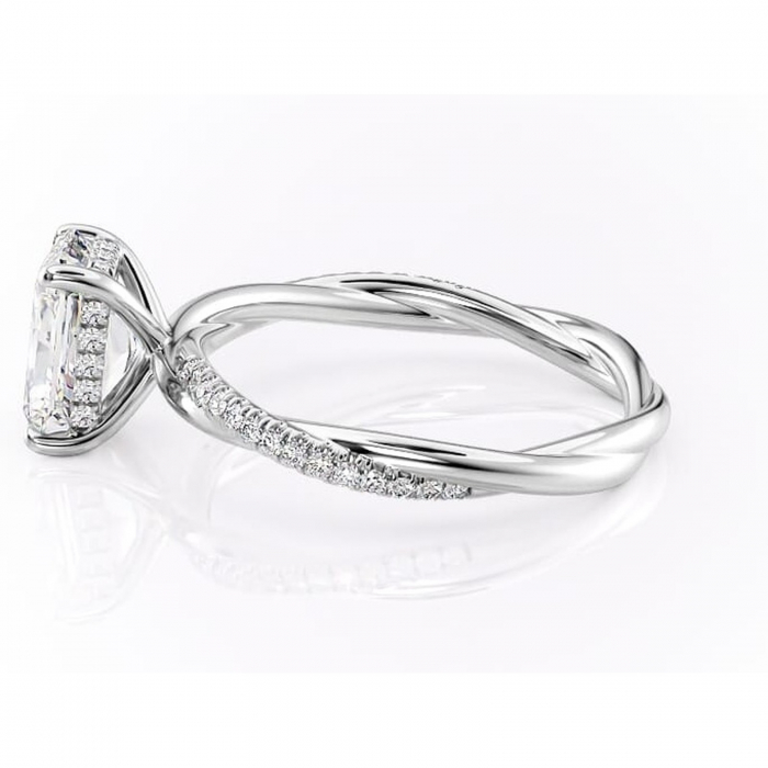 Inel de logodnă Sorrel din aur Alb 14kt cu moissanite tăietură radiantă – Montură pavé rafinată pentru profil înalt | Personalizează și configurează gratuit online [6]