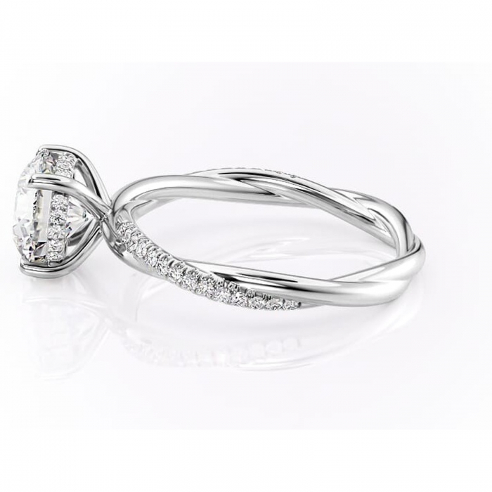 Inel de logodnă Sorrel din aur Alb 14kt cu moissanite tăietură rotundă – Montură pavé rafinată pentru profil înalt | Personalizează și configurează gratuit online [6]