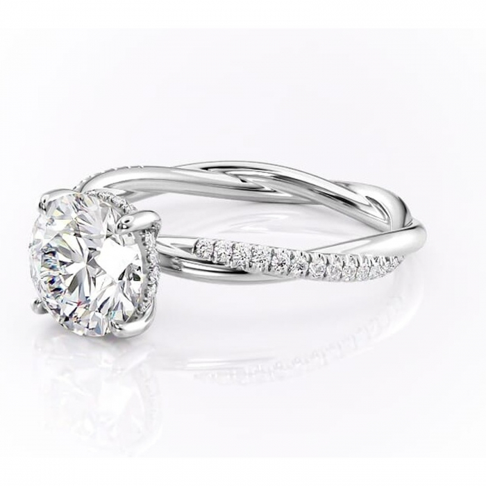 Inel de logodnă Sorrel din aur Alb 14kt cu moissanite tăietură rotundă – Montură pavé rafinată pentru profil înalt | Personalizează și configurează gratuit online [7]